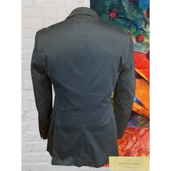 Ermenegildo Zegna 36 - 38R 30x30 Blue Brushed Cotton Suit Unconstructed 3/2 Roll - Picture 4 of 14